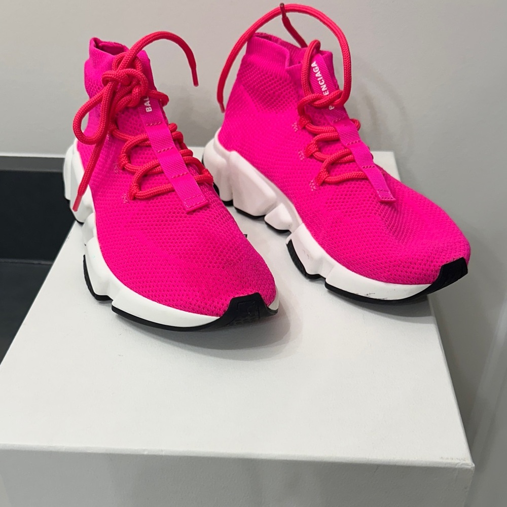 Balenciaga Women's Neon Pink Sock Sneakers